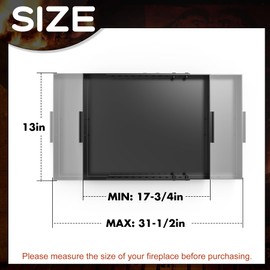 Memrita Fireplace Tray,Rectangle Fireplace Pan Extend Up to 31'' Length,Adjustable Ash Pan with Handles for Fireplace Grate Ash Collection,13'' Front to Back,Include a Cleaning Brush