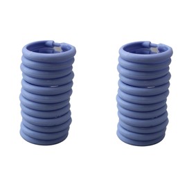 2 Pack 24 Piece Plastic Basic Locking Oval Hook Easy Gliding Shower Curtain Rings (Blue)
