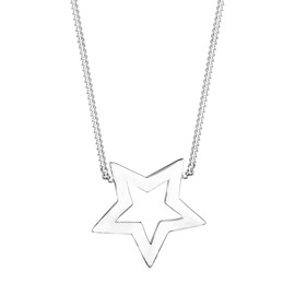 Elli Astro Women's Star Pendant Necklace in 925 Sterling Silver, 45 inches, Facet cut, No Gemstone