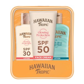 Hawaiian Tropic Trio - Sunscreen, Face Sunscreen & After Sun - 75, 50, 60ml | UVA & UVB broad spectrum sun protection trio, lightweight daily sunscreen, tan protecting after sun, fast-absorbing, vegan