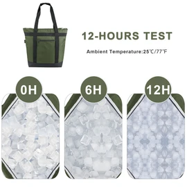 BeeGreen Cooler Bag Soft Insulated Tote for Beach Travel Grocery Shopping Lunch Portable Large Ice Coolers with Handle Hard Freezer Bags with Zippered Top Foldable Leakproof Delivery Totes Moss