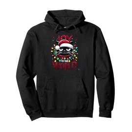 Funny Christmas Black Cat Joy To The World Pullover Hoodie