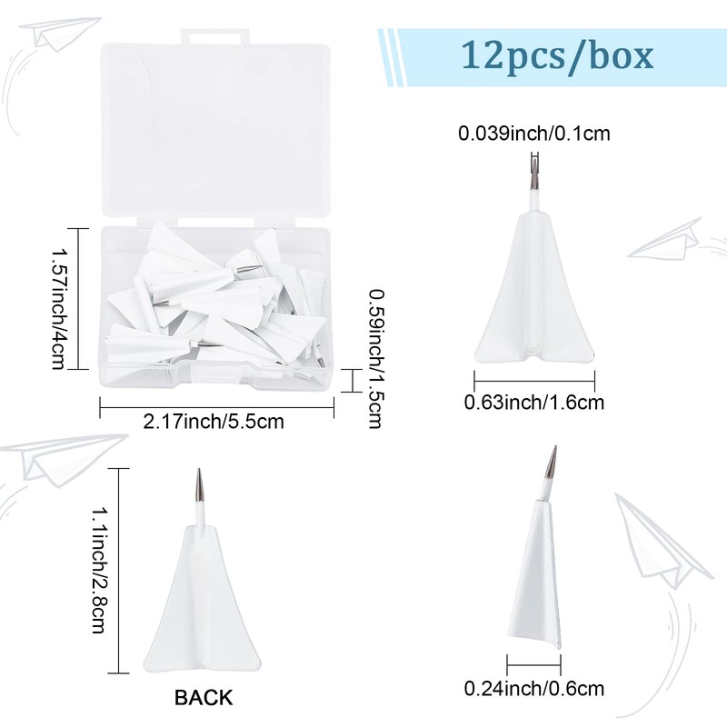 GORGECRAFT 1 Box 12Pcs Airplane Push Pins White Aircraft Pushpin