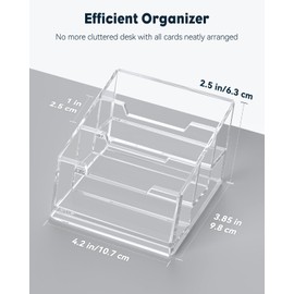 Uniclife Acrylic Business Card Holder for Desk 3 Slots Clear Business Card Display Stand for Men & Women Desktop Business Card Organizer Card Stand for Office Home Exhibition, 180 Card Capacity