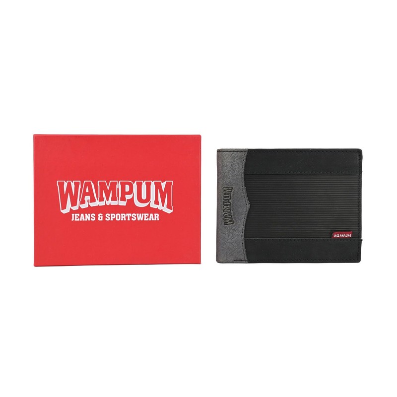 Wampum Mens Genuine Leather Classic Coin Purse with Box, Black