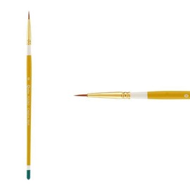 Creative Mark Qualita Golden Paint Brush Taklon Short Handle Paint Brush for Acrylics, Oils, Fine Art, Heavy Bodied Media - Single Brush - [Round - Size 0]