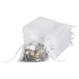 YQL Organza Bags Small,100PCS 8X10cm White Small Mesh Bags Drawstring Little Net Bags for Gifts Jewelry Wedding Favour Christmas