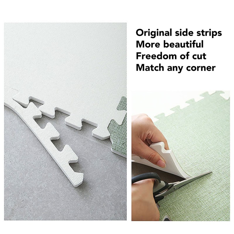 Cotton Linen Interlocking Mat Thicken Soundproofing Cuttable Patchwork Puzzle Foam
