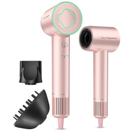 Hair Dryer - 150000 RPM High-Speed Brushless Motor Negative Ionic Blow Dryer for Fast Drying, Low Noise Thermo-Control Hair Dryer with Diffuser and Nozzle, Pink