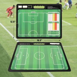 HIGHRAZON Dry Erase Soccer Clipboard for Coach, Premium Tactical Soccer Coaching Board, Portable Double Sides Full & Half Court Dry Erase Board with Marker