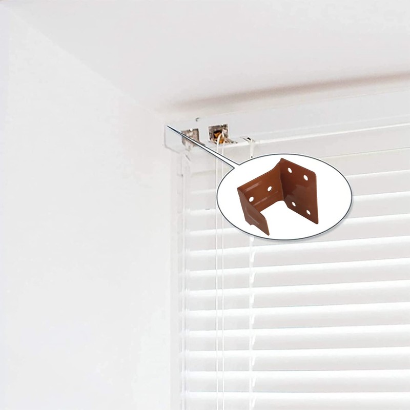 ZZLZX 4PCS Blinds Installation Support Frame, Brown Wooden Window Blinds