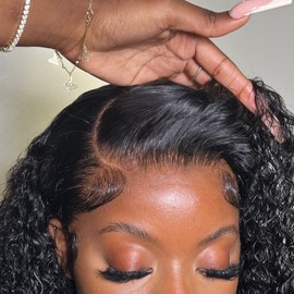 BEEOS 13x6 Deep Wave SKINLIKE Real HD Lace Frontal, Pre-Plucked Natural Hairline Bleached Knots 0.10mm Ultra-thin Invisible HD Lace Human Hair Frontal 14 Inch