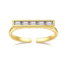 Cubic Zirconia Adjustable Rings for Women Jewelry Gifts - 14k Gold
