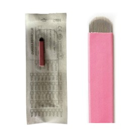 Pack of 50 Disposable Microblading Needles Nano 0.15 mm Pink Thinnest Tattoo Needles Microblading Eyebrow Tattoo (#18 Pins 0.15 mm)
