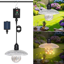 Solar Lantern for The Garden Outdoor Lantern Pendant Light, 32 in Solar Hanging Light Fixture with Stainless Steel S Hook, Portable Waterproof Black Pendant Light Fitting, for Patio,Yard, Camping
