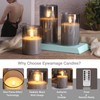 Eywamage Smoke Grey Glass Flameless Candles with Remote, Ribbed LED