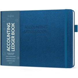 Skyline Accounting Ledger Book – Columnar Log Journal for Personal & Small Business Bookkeeping – Money Expense Log, Hardcover 10x7” (Mystic Blue)