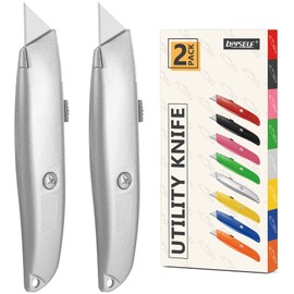 DIYSELF Utility Knife, 20 Pack Heavy Duty Box Cutter Retractable, Box Cutter Knife, Box Opener, Cardboard Cutter, Utility Knives for Garage, Home and Office, Box Cutters for Daily Use (Silver)