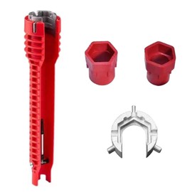 8 in 1 Multifunctional Tap Key, Sink Key, Tap Wrench, Tap Wrench Tap Mounting Tool for Toilets Sink, Bathroom Tap, Kitchen Plumbing (Red)