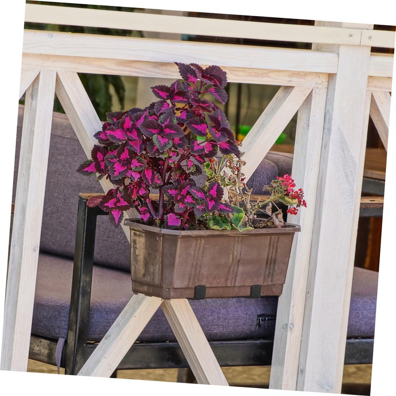 Gatuida 1 Set Railing Flower Pot Bracket Outdoor Flower Planter