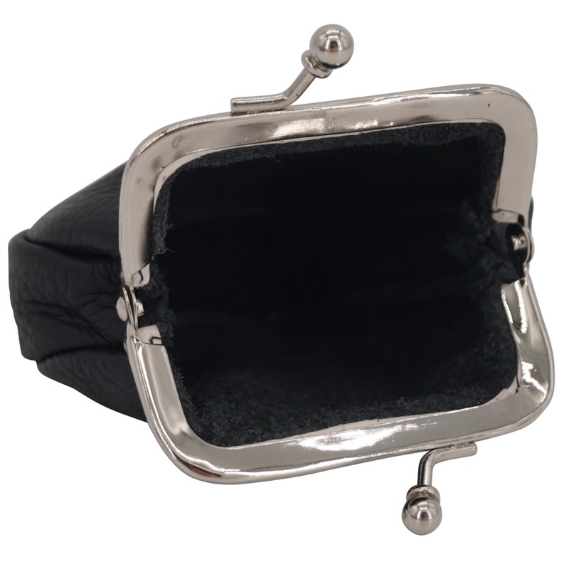 GERMANUS Baerbel Women's Leather Wallet with Clasp, black, Classic