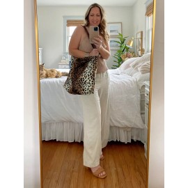 Hobo FAUX FUR HOBO TOTE BAG, BUCKET TOTE, CLOTH SHOULDER BAG BROWN LEOPARD