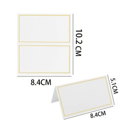 Febbya 50Pcs Place Cards Gold Foil,Table Name Cards for Wedding, Buffet Food Labels, Place Cards for Table Setting, Tent Cards for Party, Wedding Table Numbers, White Place Setting Cards