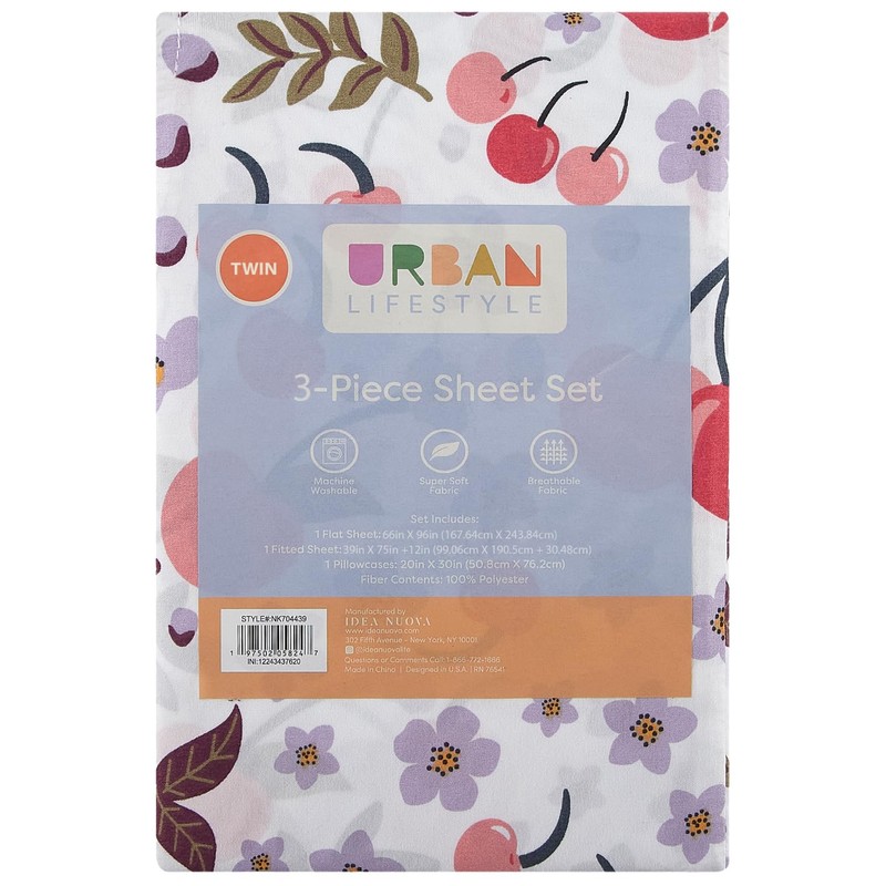 Urban Lifestyle 3 Piece Sheet Set, Including Top Sheet, Fitted