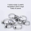 Selizo 40Pcs Hose Clamp Including 7 Sizes Adjustable Pipe Tube