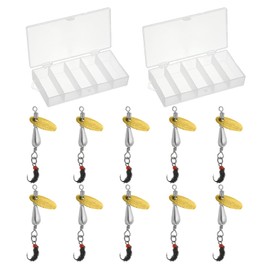 PATIKIL Trout Lures 1/10 oz, 10Pack Trout Spinners Fly Trout Fishing Lures Fishing Spinners Baits Tackle with 2 Tackle Boxes for Freshwater Saltwater Fishing, Silver Tone