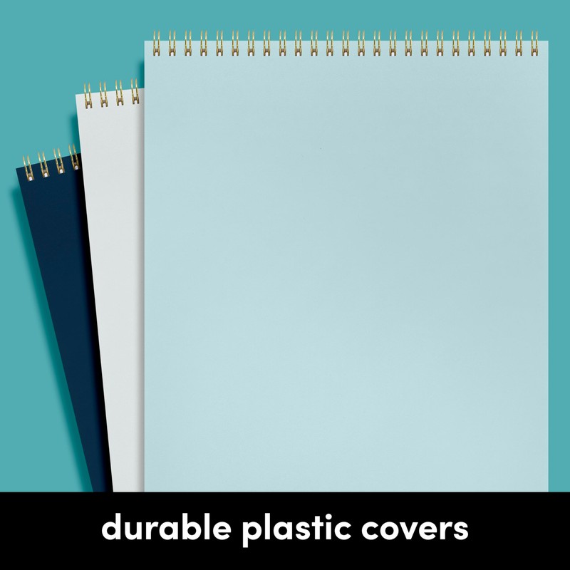 PAPERAGE Top Bound Spiral Notebook, 3 Pack, Lined Notepad, (Light
