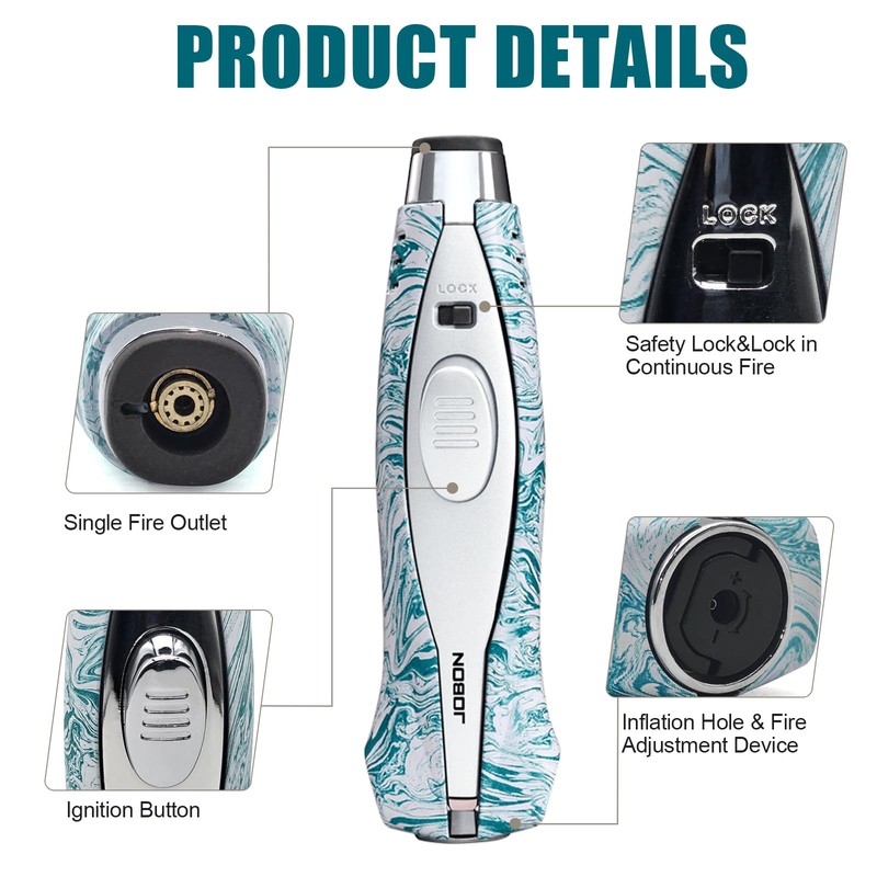 JOBON Torch Lighter, Blow Jet Blue Flame Lighter for Grilling,