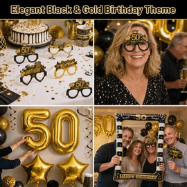 50th Birthday Decorations, Inflatable Frame & 38 Photo Booth Props