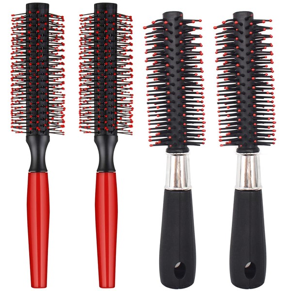 Regerly Hair Brush Round 4 Pack Men Hair Comb Hairdressing Brush with Handle for Women and Men, Straight and Curly Hair