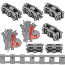 Building Blocks Train Rail Set, 32 Pieces Toy Railway Railway Railway Set, Consisting of Cross Track Straight, Curve Rails, for 3 4 5 Girls and Boys