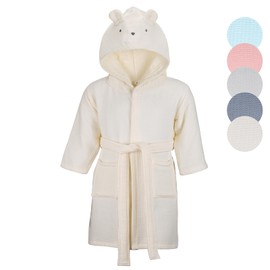 KAKU NANU Bathrobe Kids Towelling Robe Girls Dressing Gown Towel Cotton Bath Robes for Kids White 7 8 9 10 Years Girls' Sleepwear & Robes
