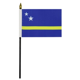 AZ FLAG CURAÇAO TABLE FLAG 4'' x 6'' - CURAÇAOAN DESK FLAG 15 x 10 cm - golden spear top