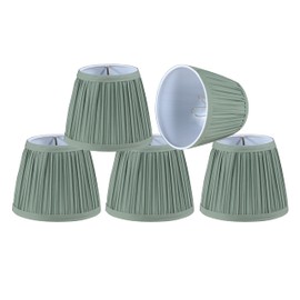 Aspen Creative 51521-5, Hardback Empire Transitional Clip-On Chandelier Lamp Shade, Mushroom Pleated Olive Faux Silk Fabric, 4" Top x 6" Bottom x 5" Slant Height, Set of 5