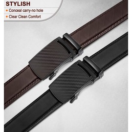 KEMISANT Ratchet Belts for Men 2-Pack, Men's Stylish Leather Belts in Gift Set 35mm(Black/Deep Brown,32"-38" Waist Adjustable)