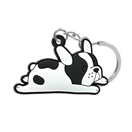 POYAMUSE Silicone Dog Pet Keychain - A Dog Lover's Tribute - Puppy Memorial Keyring (French Bulldogs-black white)