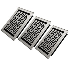 Floor Registers 6x10 Inches - 3 Pack Heavy Duty Walkable Steel Floor Vents Ease Adjust Air Flow Direction Vent Covers for Home Floor Satin Nickel Floor Vent Covers
