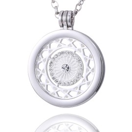 Morella Women's Necklace 70 cm Stainless Steel with Coin Pendant 33 mm, in Jewellery Bag, Stainless Steel