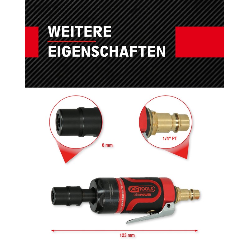 KS Tools 515.5530 Slim Power Mini Air Die Grinder Kit