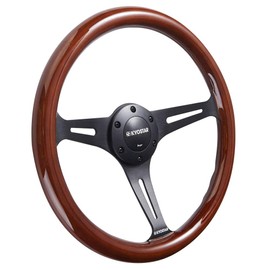 Universal 350mm 14" Grant Classic Nostalgia Style Wood Grain Steering Wheel Black Spoek with Horn Button
