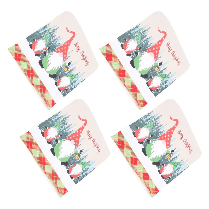 4pcs Chair Covers Soft Elastic Stretch Santa Claus Pattern Dining