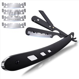 Sashion Professional Straight Razors for Men - Barber Straight Edge Razor with 40 Blades,Barber Grade Shavette with Stainless Steel Cut Razor,Stainless Steel Barbero Shaver,Gifts for Men's