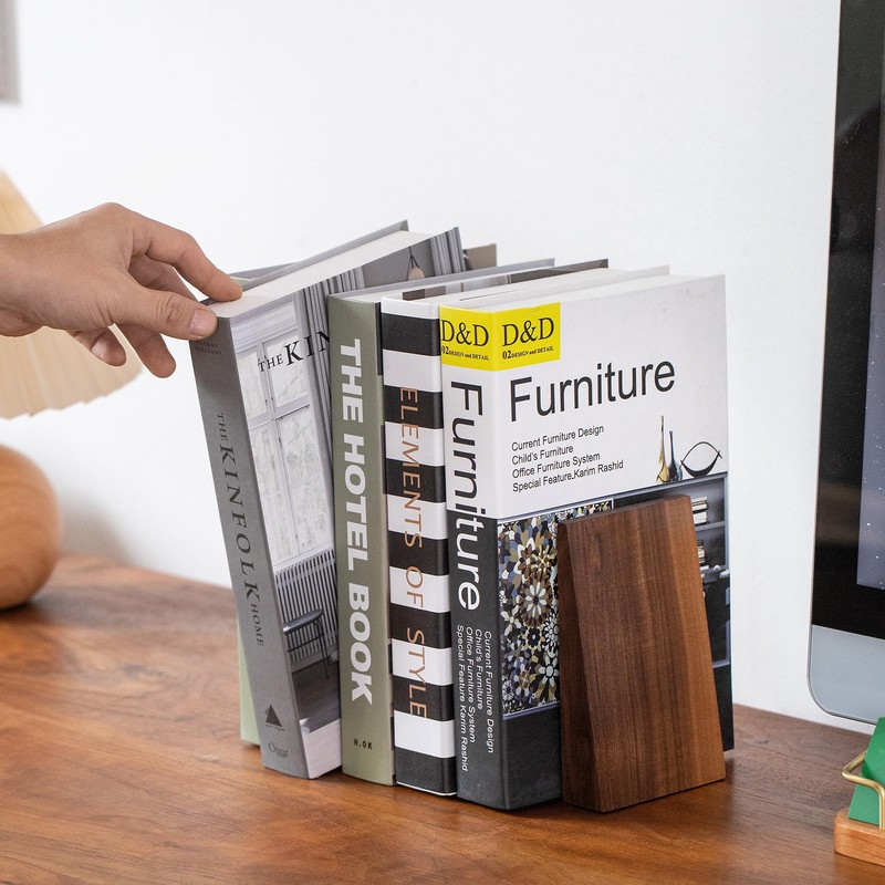 Muso Wood Wooden Bookends, Thick, Non-Tumble, Bookstands, Stylish, Sturdy and