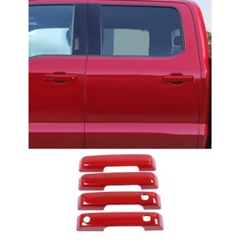 Savadicar 4-Piece Red Door Handle Cover Trim Set for 2021-Present Ford F150, Outside Pull Handle Overlay Accent, Exterior Styling Upgrade Accessories