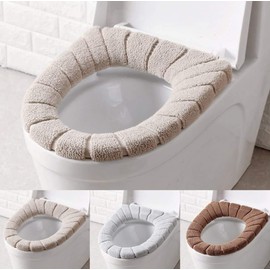 Yunni Set of 4 Heated Toilet Seat Warmers, Toilet Seat Cover, Washable Toilet Seat Cover, Soft, Thicker, Washable, Stretchy
