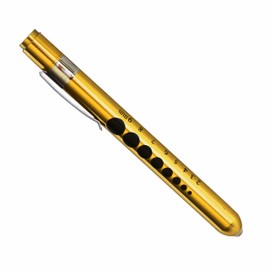 Professional Medical Diagnostic Penlight with Pupil Gauge Gold with 2 AAA Batteries by Vilmark (Gold)